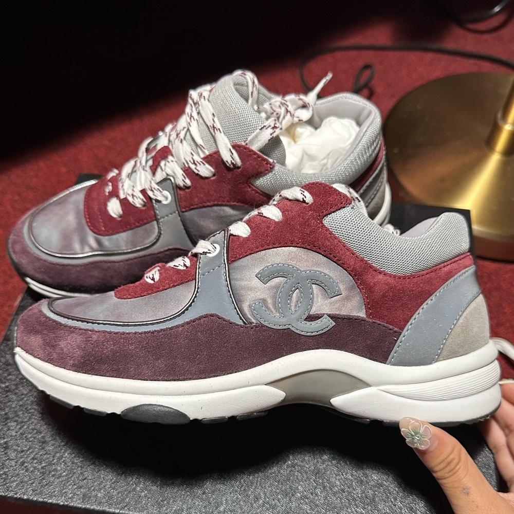 Chanel burgundy sneakers